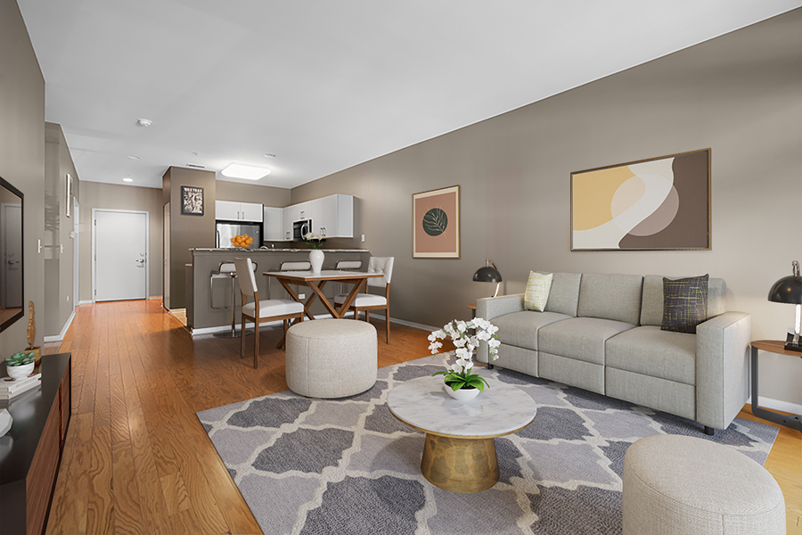 140 North Euclid Avenue, Unit 202 Oak Park, IL 60302 - Photo 2 of 15 a living room with furniture and kitchen view