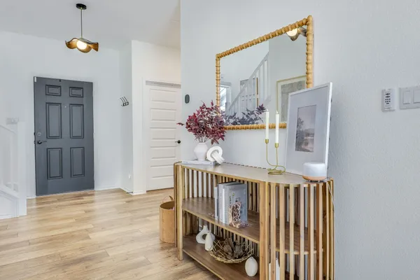 workspace with wooden floor