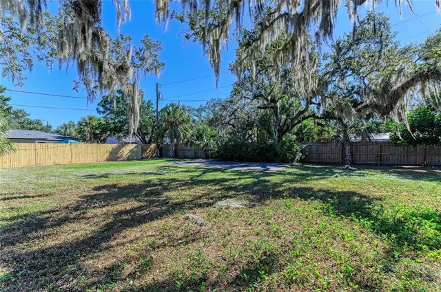 a view of backyard with green space