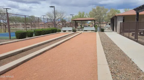 a view of street with sitting area