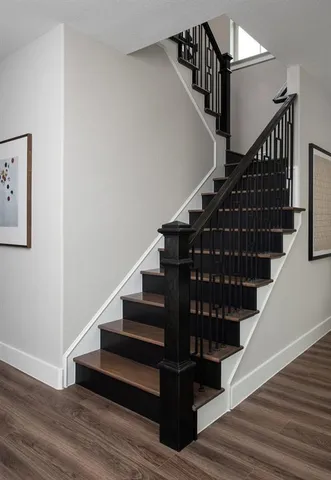 a view of entryway with wooden floor