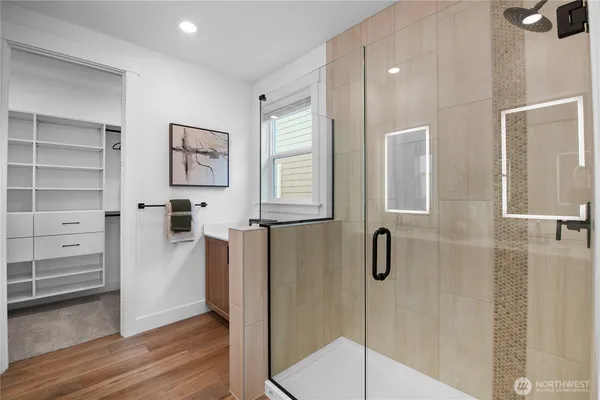 a bathroom with a shower