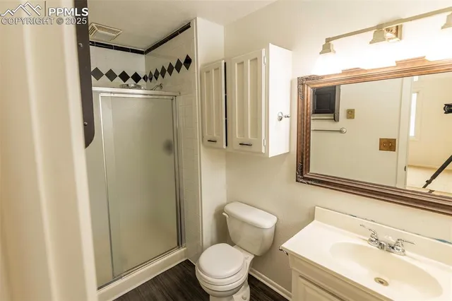 a bathroom with a sink a mirror and a toilet