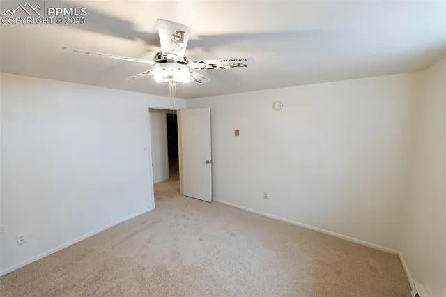 a view of a room with a window