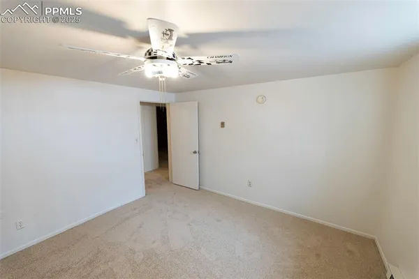 a view of a room with a window