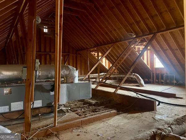 a view of a street with wooden deck