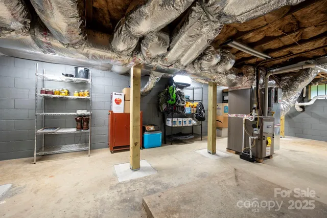 a view of a garage with furniture