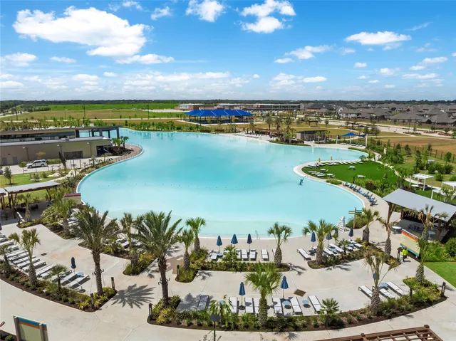 a view of a lake with a city