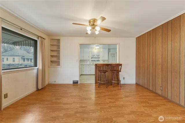 a view of a livingroom with a chandelier