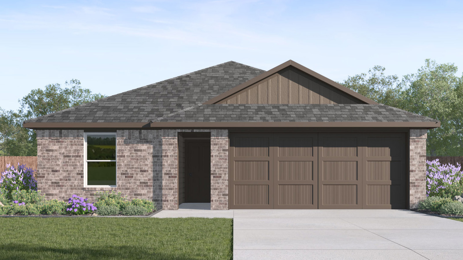 172 Baby Calf Roping Road Jarrell, TX 76537 - Photo 1 of 24 View of front of home with a garage, a shingled roof, driveway, board and batten siding, and brick siding