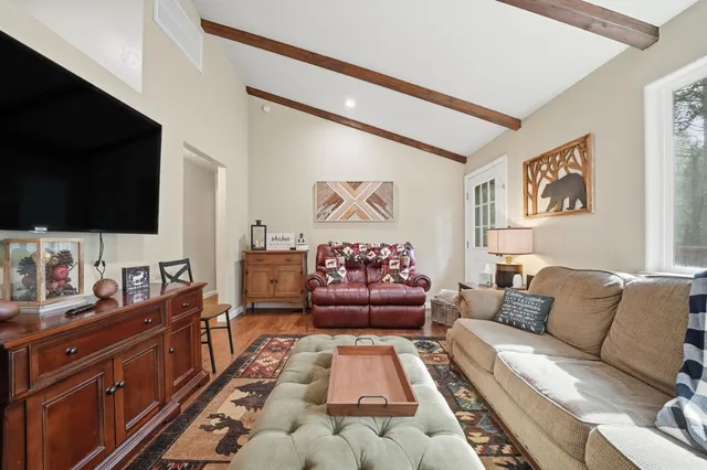 a living room with furniture