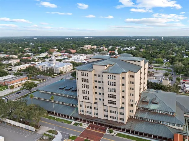 an aerial view of a city