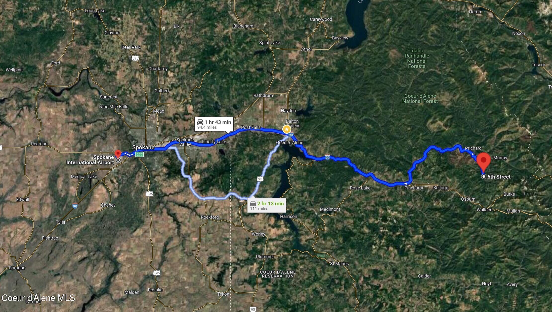 Nna Beaver Creek Road Wallace, ID 83873 - Photo 55 of 56 distance to Spokane Airport