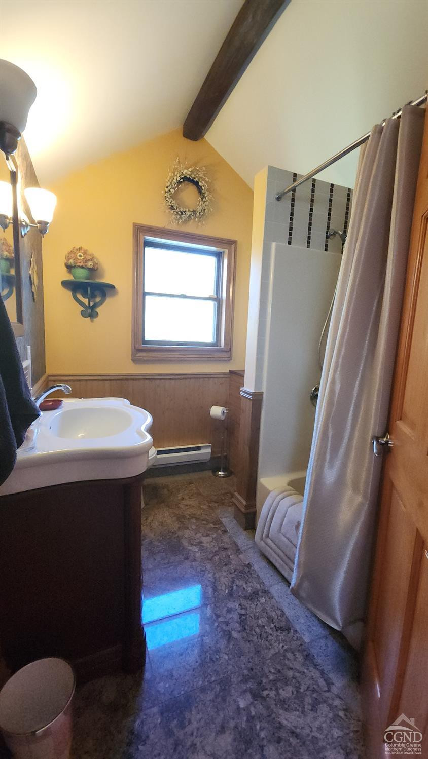 159 Toles Hollow Road Conesville, NY 12076 - Photo 36 of 53 a bathroom with a sink a toilet and mirror