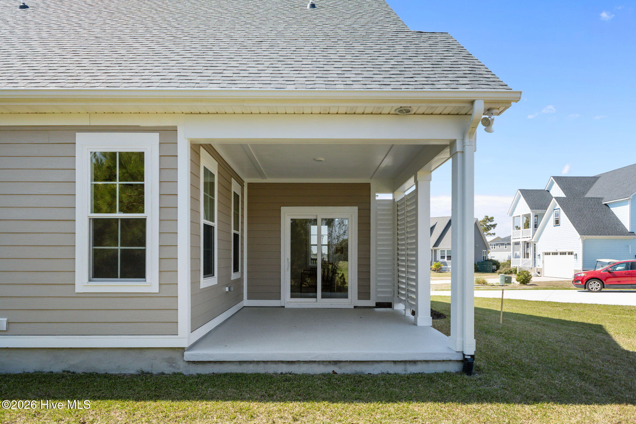 658 Fishermans Point Newport, NC 28570 - Photo 18 of 44 Back Porch off Living Room and Primary Bedroom with Privacy Screen