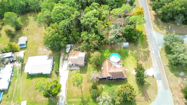 a swimming pool view with a garden