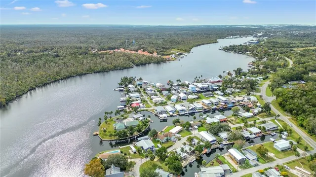 a view of a lake with a city