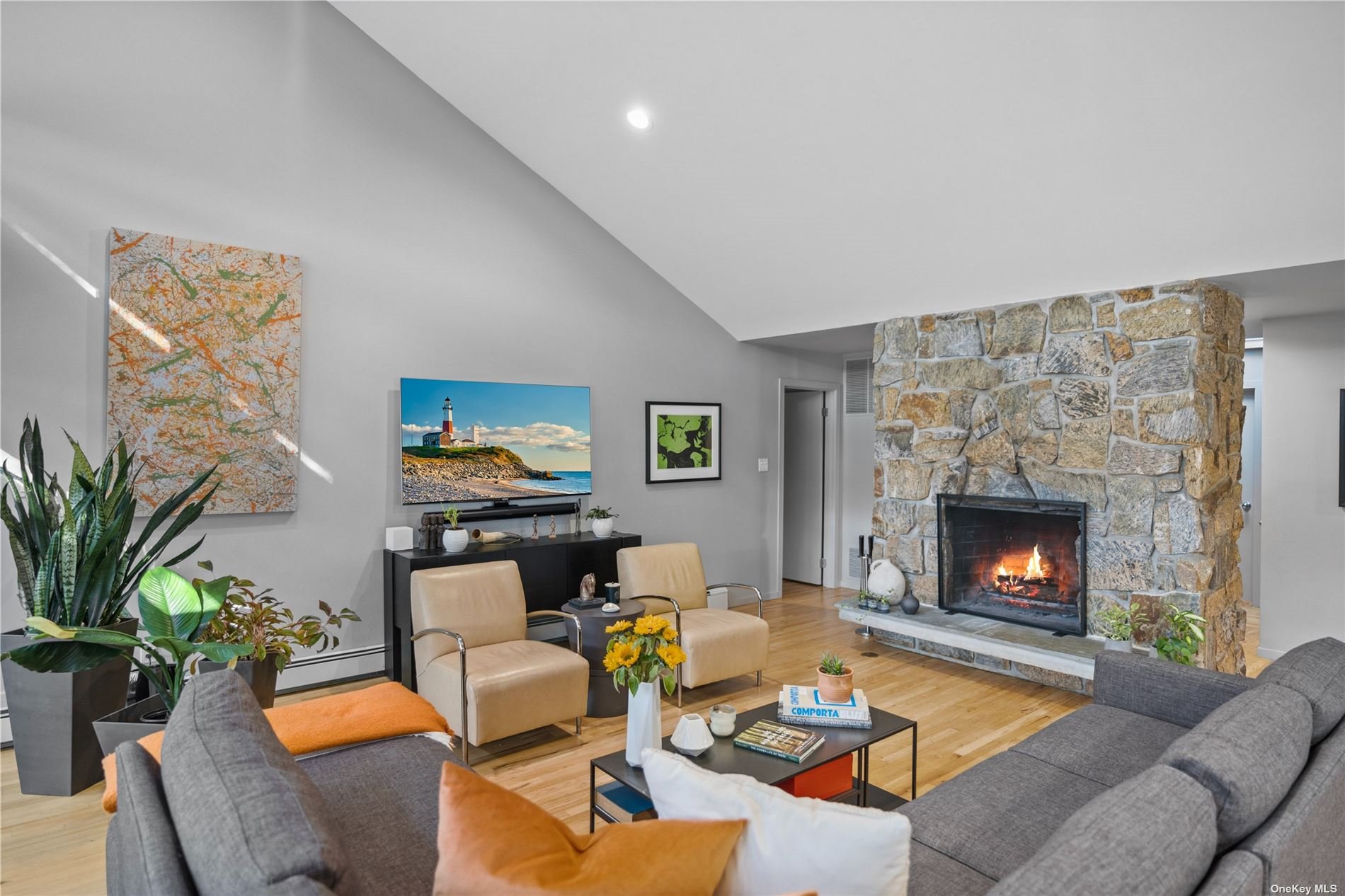 25 Westhampton, undefined 00000 - Photo 10 of 27 a living room with furniture fireplace and potted plant