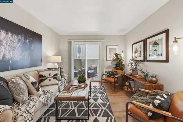 a living room with furniture