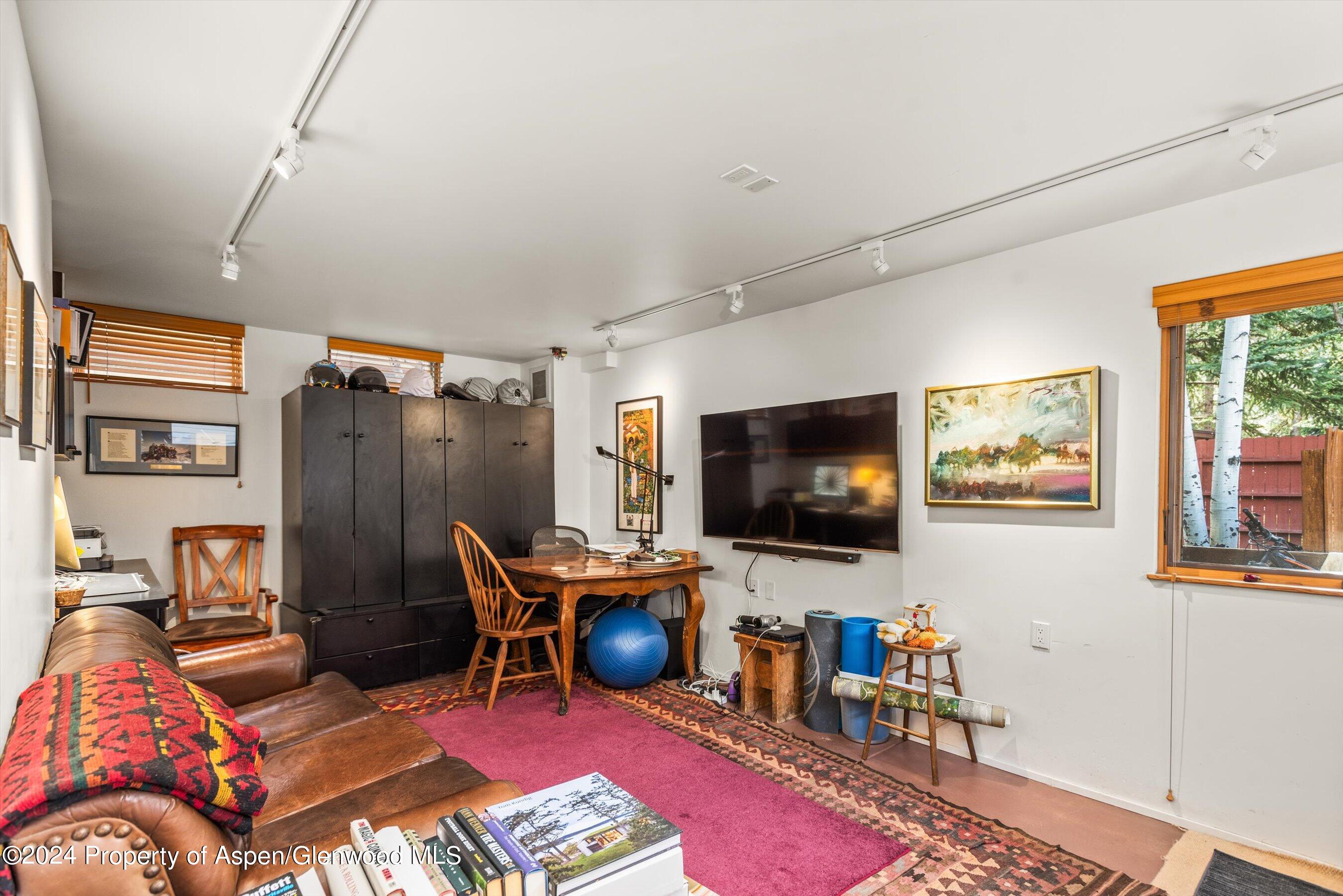 308 Park Avenue Aspen, CO 81611 - Photo 22 of 26 a living room with furniture and a flat screen tv