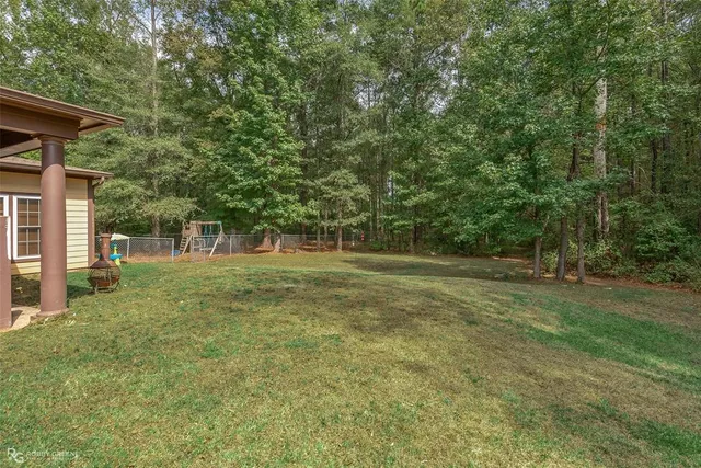 a view of a trees in a yard