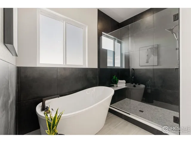 a bathroom with a bathtub and shower