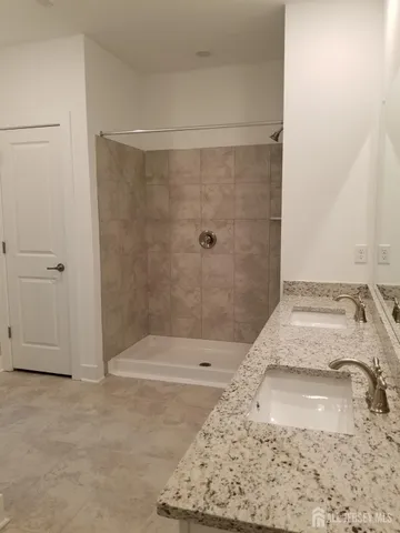 a bathroom with a sink and a shower
