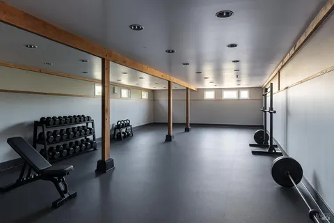 a view of a room with gym equipment