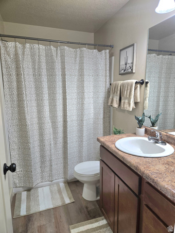 601 West 150 North, Unit 25 Springville, UT 84663 - Photo 21 of 29 Full bathroom featuring a single vanity with an integrated sink, a brown-toned countertop, and wood-finish cabinetry