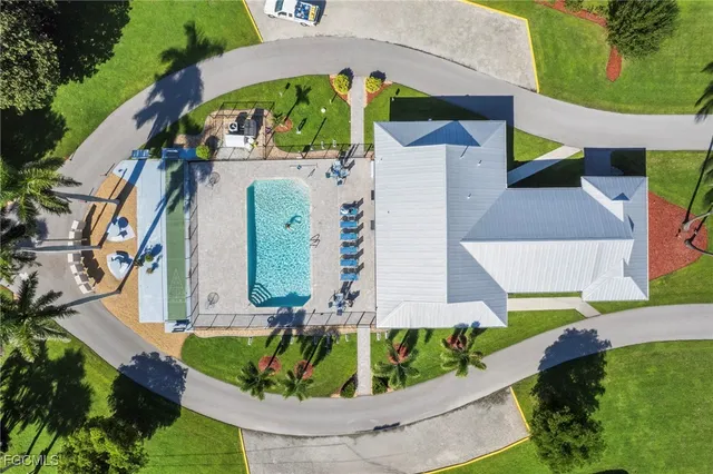 an aerial view of a house