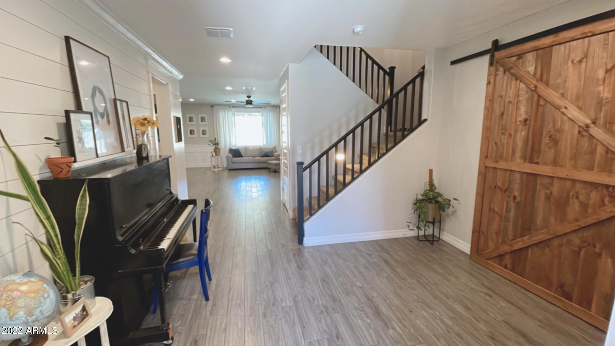 Entryway with barn door