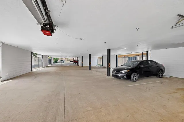 a view of car parked in garage