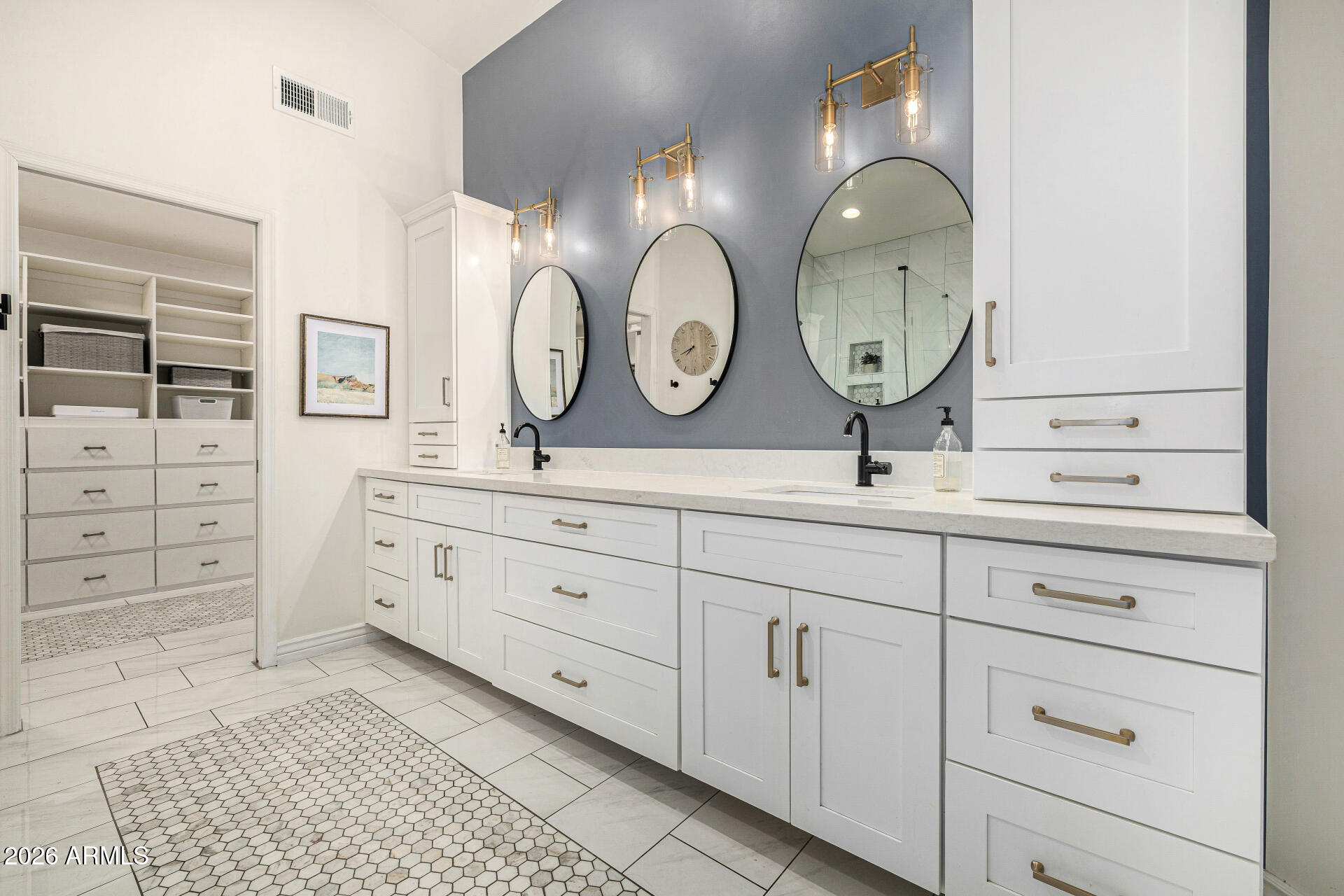 2187 East Finley Street Gilbert, AZ 85296 - Photo 39 of 89 a bathroom with a double vanity sink mirror and