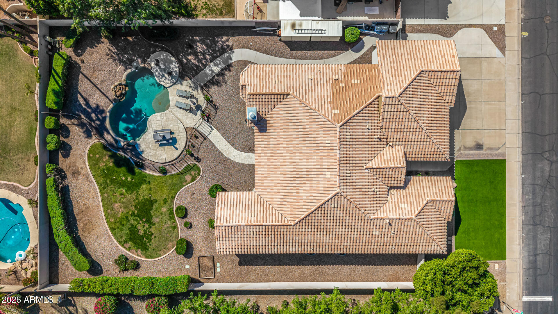 2187 East Finley Street Gilbert, AZ 85296 - Photo 82 of 89 an aerial view of a house with garden space and street view