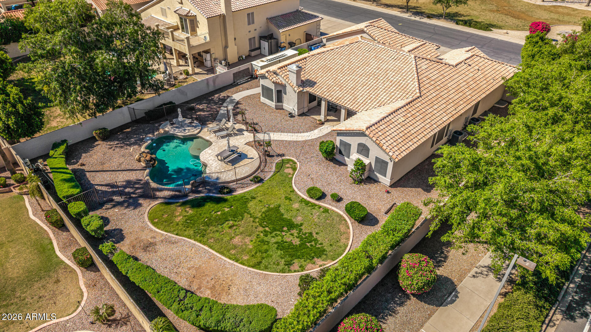 2187 East Finley Street Gilbert, AZ 85296 - Photo 88 of 89 an aerial view of a house with swimming pool and patio