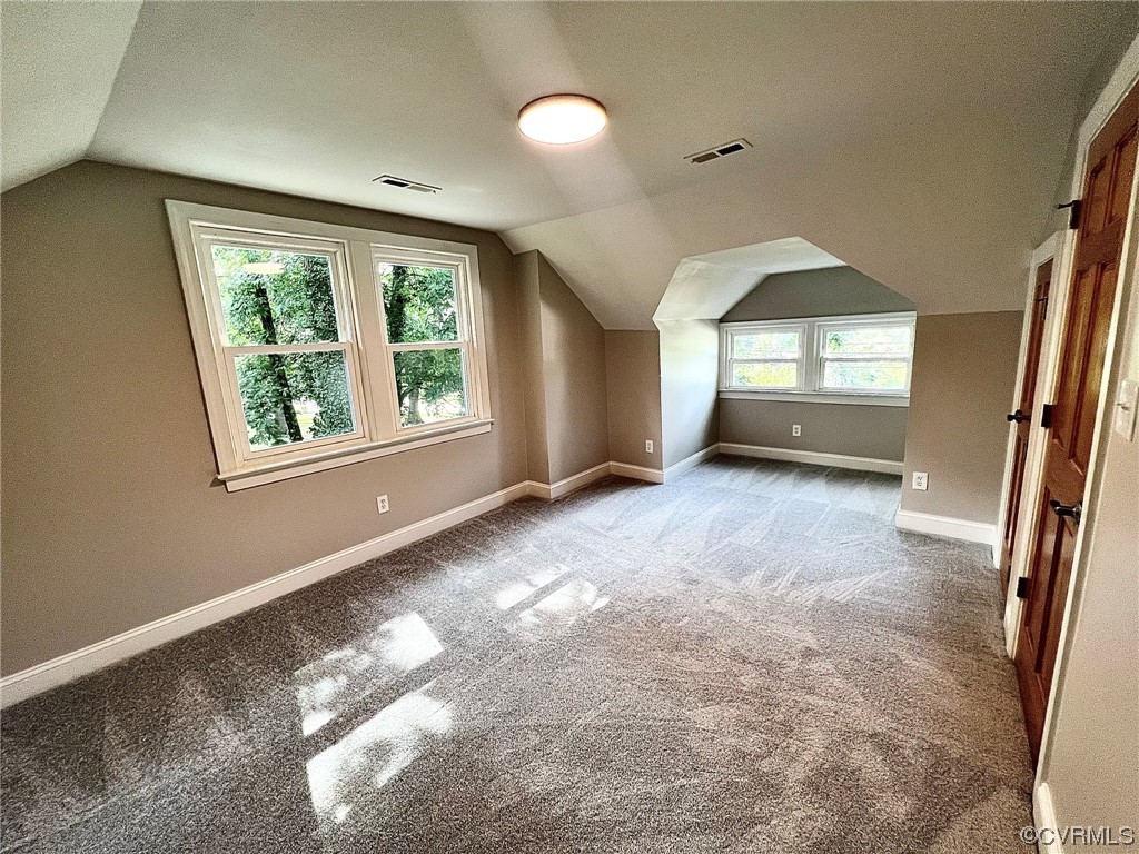 4600 Centralia Road Chester, VA 23831 - Photo 23 of 32 Bonus room with a healthy amount of sunlight, light carpet, and lofted ceiling