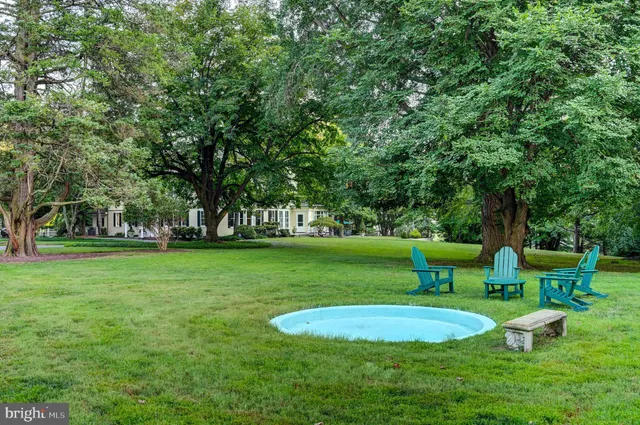 an aerial view of lake residential house with swimming pool and green space