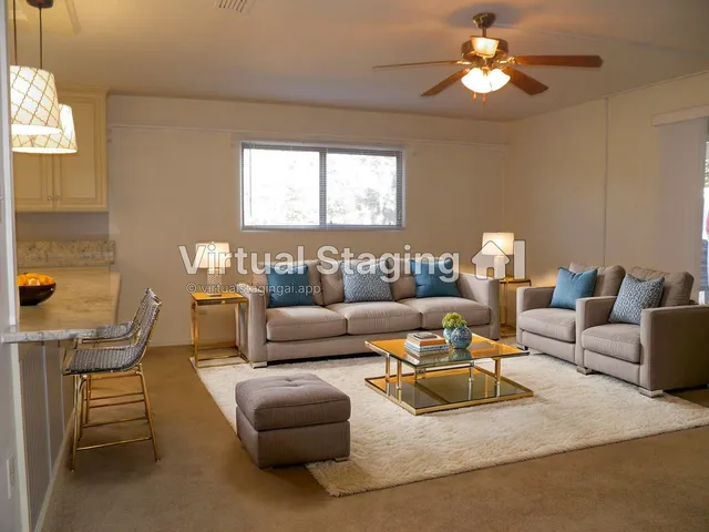 a view of a kitchen with a sink and chandelier fan