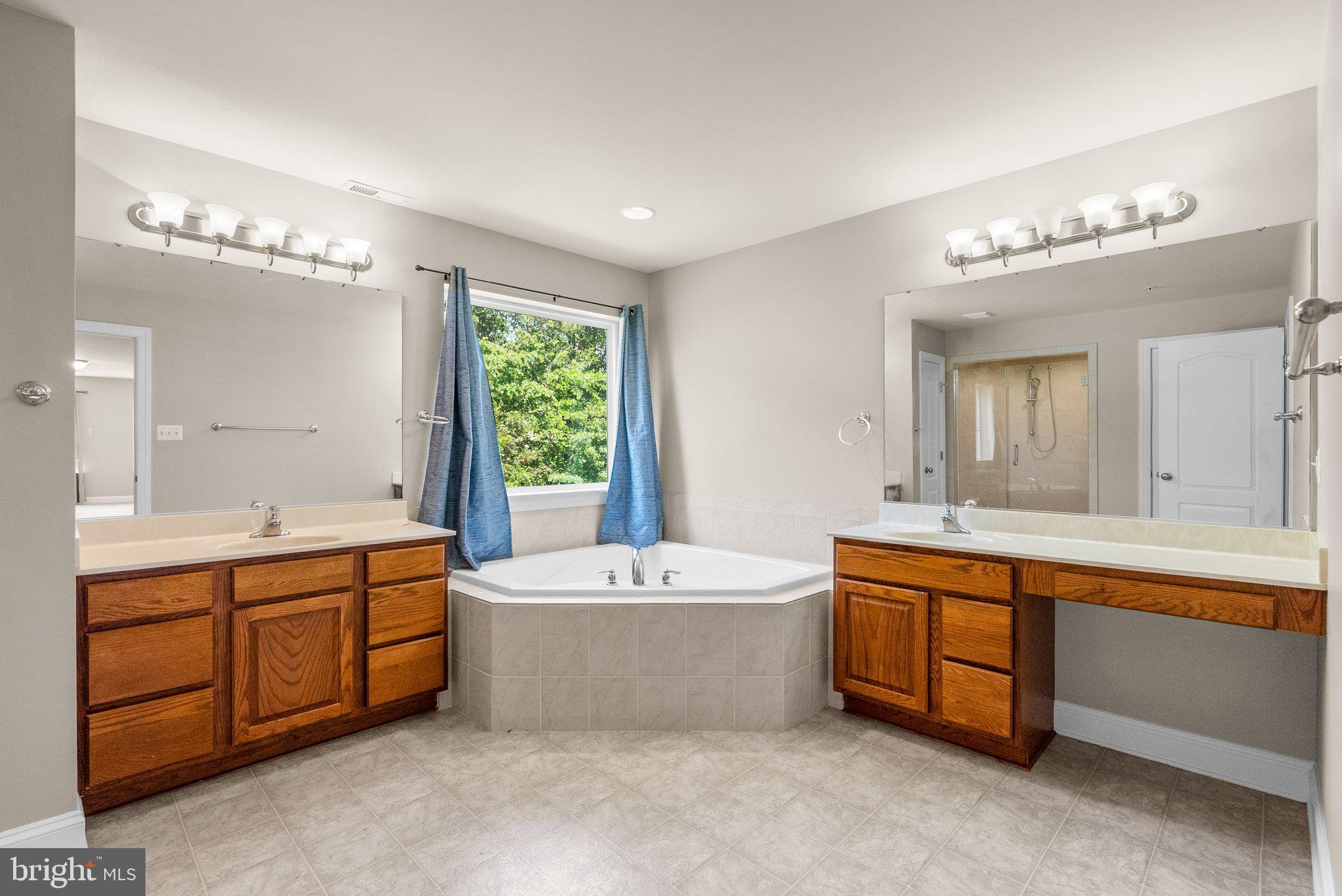 9602 Pep Rally Lane Waldorf, MD 20603 - Photo 27 of 44 a bathroom with a tub a double vanity sink and a mirror