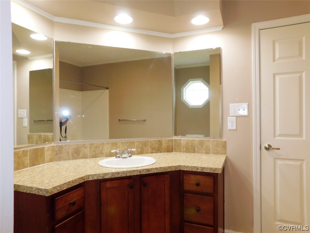 109 Jay's Road Farmville, VA 23901 - Photo 23 of 31 a bathroom with a granite countertop sink and a mirror