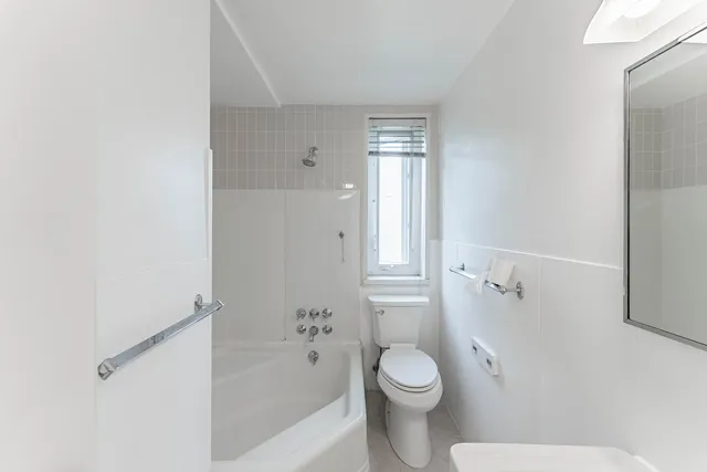 a bathroom with a toilet and a bathtub
