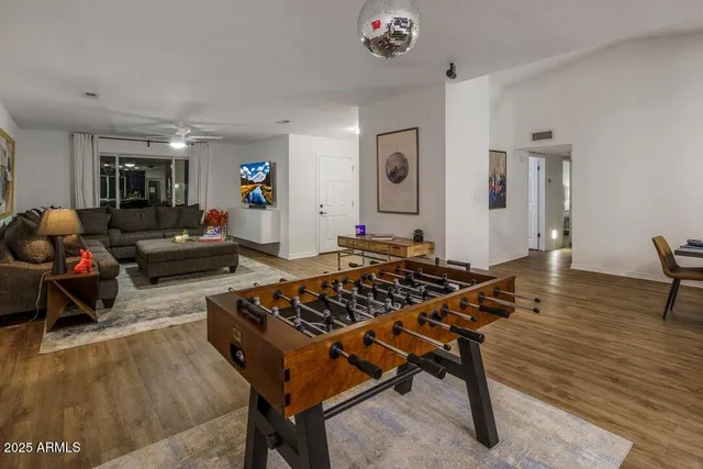 a living room with furniture