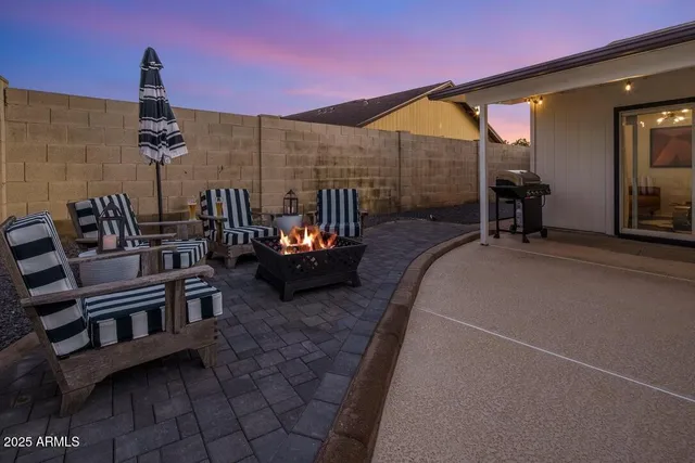 a outdoor space with furniture