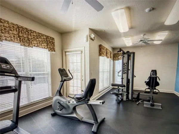 a view of a room with gym equipment