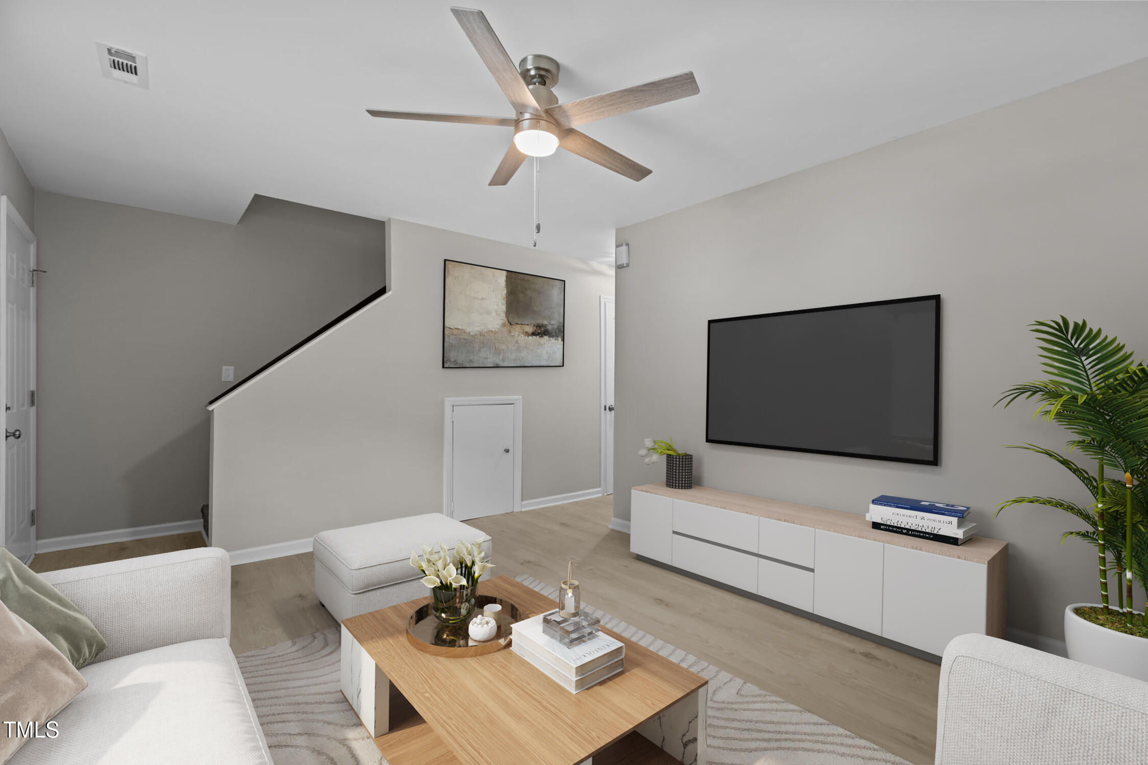 1433 Cherrycrest Drive Durham, NC 27704 - Photo 4 of 40 a living room with furniture and a flat screen tv