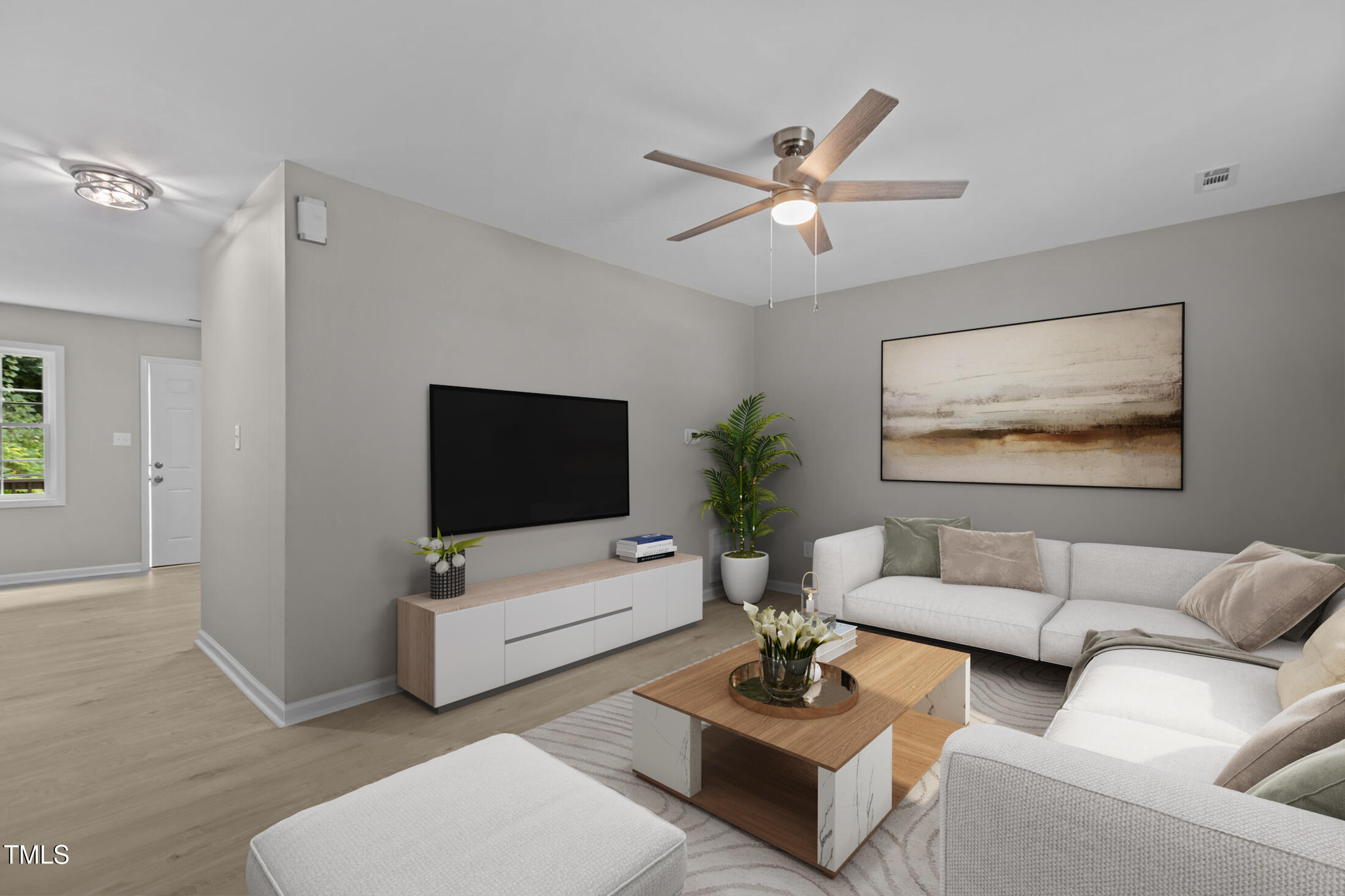 1433 Cherrycrest Drive Durham, NC 27704 - Photo 5 of 40 a living room with furniture and a flat screen tv