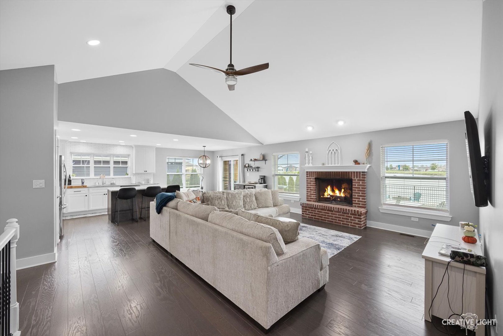 618 Peacock Place Manteno, IL 60950 - Photo 9 of 31 a living room with fireplace furniture and a wooden floor