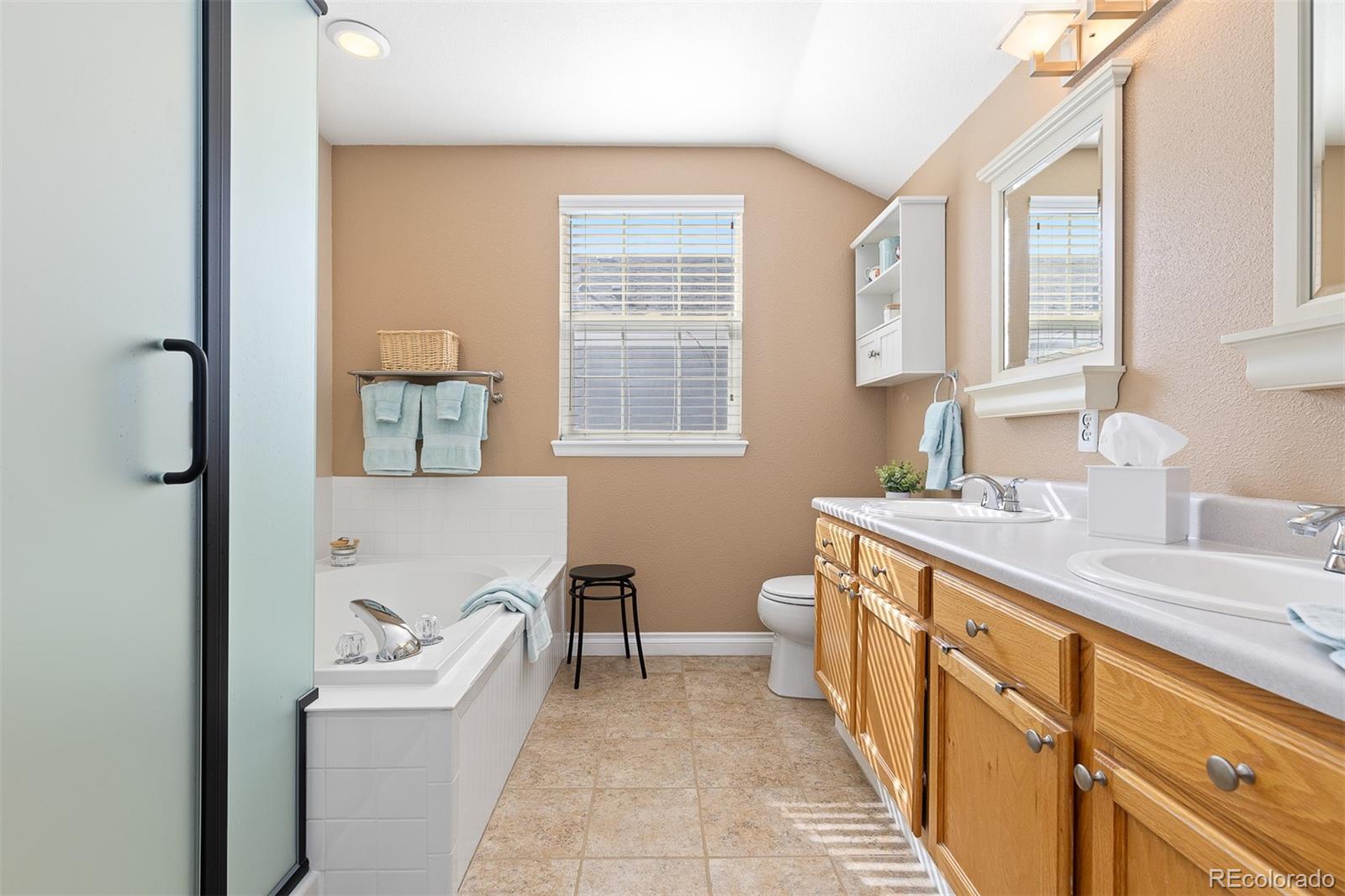 9810 Mulberry Way Highlands Ranch, CO 80129 - Photo 32 of 49 a spacious bathroom with a granite countertop sink and a bathtub