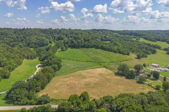 a view of a pathway both side of grassy field with shrub