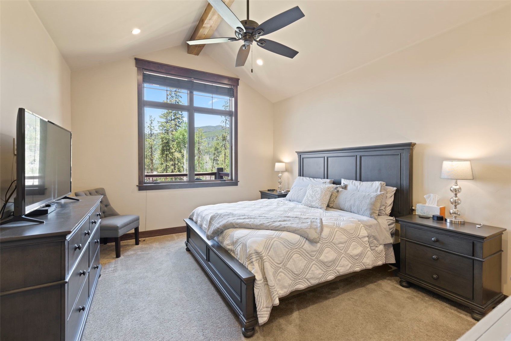 799 Independence Road, Unit 799 Keystone, CO 80435 - Photo 19 of 44 Bedroom featuring light carpet, recessed lighting, and ceiling fan